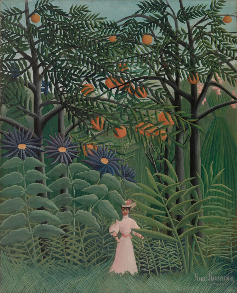 Mujer paseando por un bosque exótico - Henri Rousseau