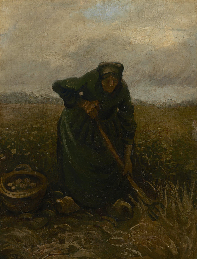Mujer levantando patatas - Vincent van Gogh