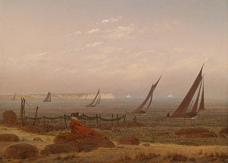 Mujer en la playa de Rügen - Caspar David Friedrich