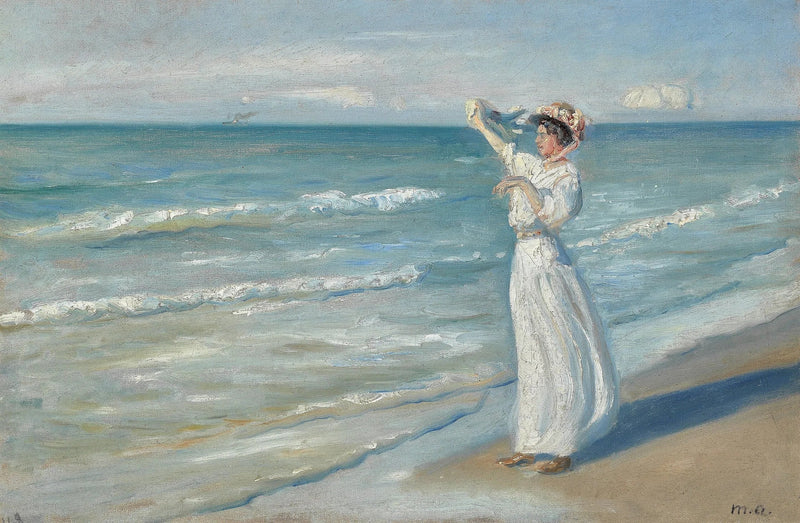 Mujer en una playa. - Michael Peter Ancher