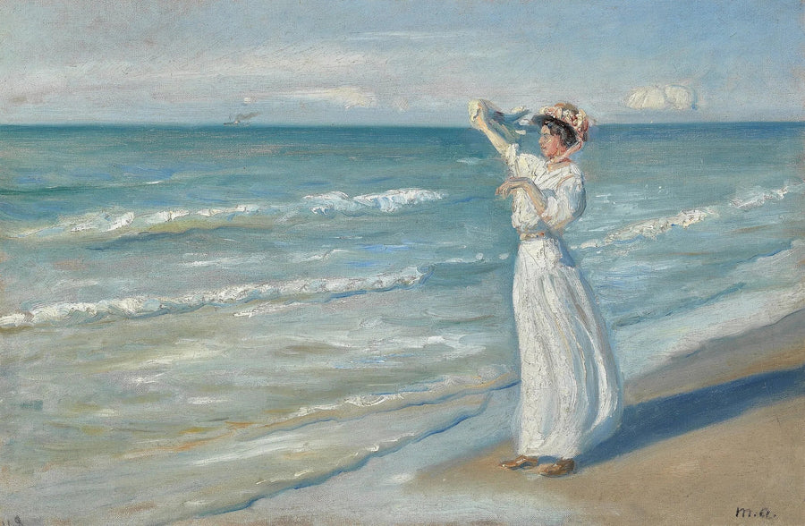 Mujer en una playa. - Michael Peter Ancher