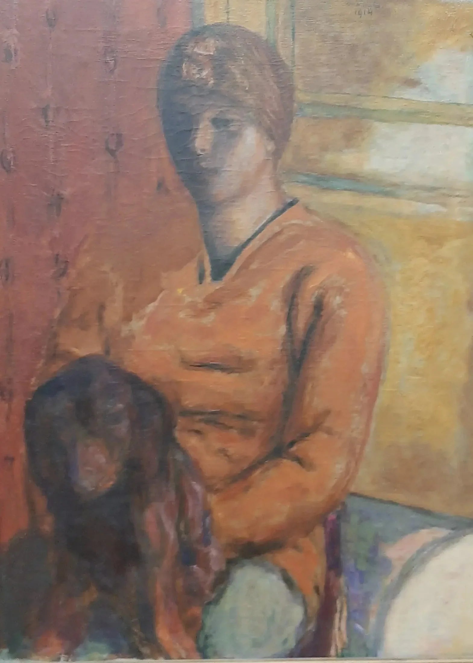 Femme tenant un chien sur ses genoux - Pierre Bonnard image 1 reproduction d’œuvre d’art à l’huile
