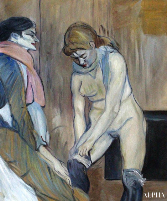 Femme tirant ses bas - Toulouse Lautrec - Reproductions de tableaux et peintures haut de gamme