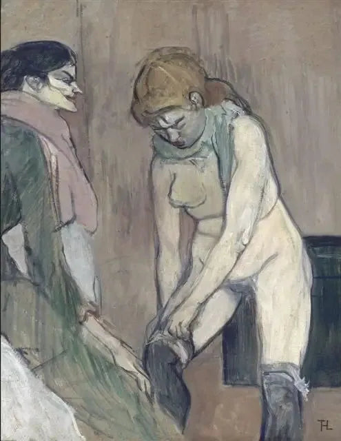 Mujer ajustándose la media - Henri de Toulouse-Lautrec