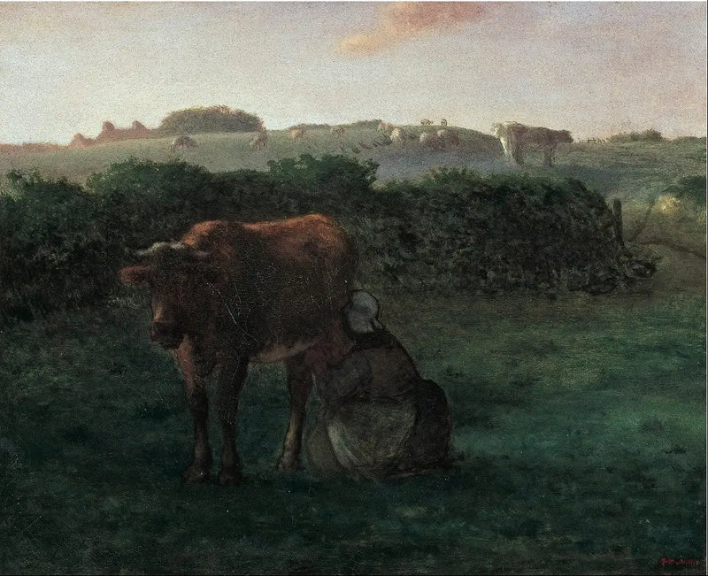 Mujer trazando una vaca - Jean-François Millet