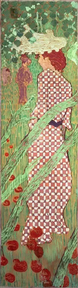 Mujeres en el jardín: mujer con vestido a cuadros - Pierre Bonnard
