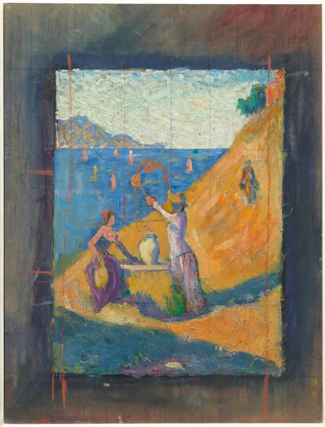 Mujeres en el pozo. Esbozo III; Vista del puerto de Saint-Tropez - Paul Signac