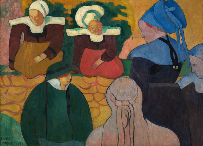 Mujeres bretonas frente a una pared - Émile Bernard