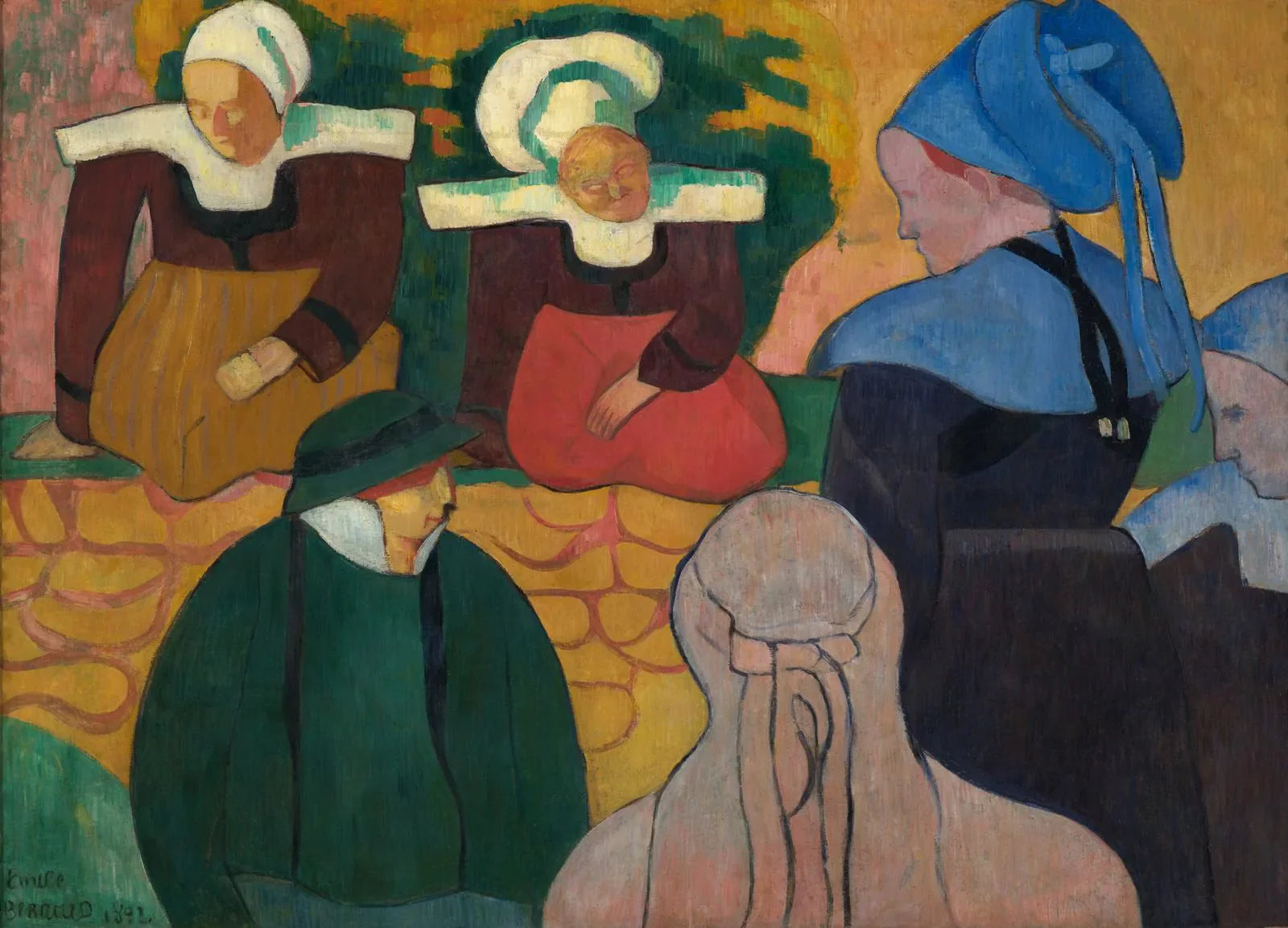 Femmes bretonnes devant un mur - Émile Bernard image 1 tableau peint à l’huile sur toile