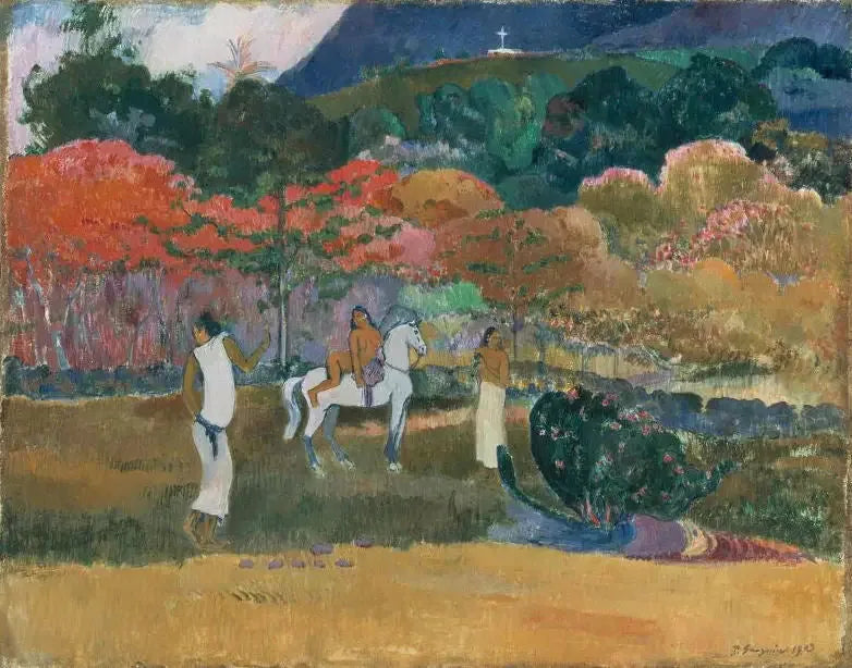 Mujeres y caballo blanco - Paul Gauguin