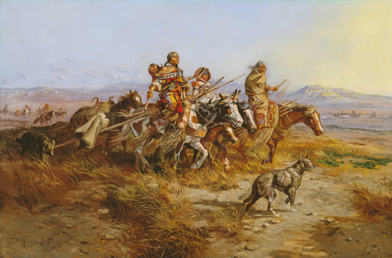 Mujeres indias en movimiento - Charles Marion Russell