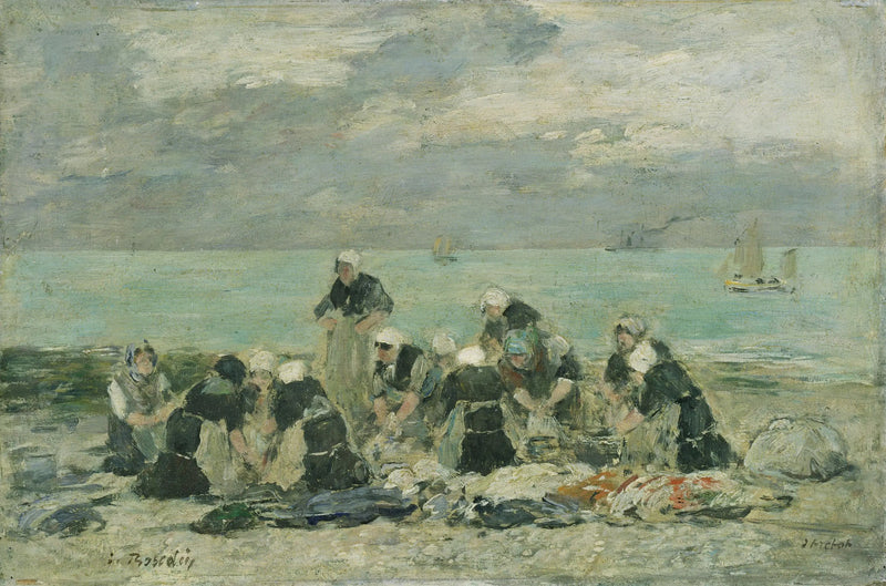 Mujeres lavando la ropa en Étretat - Eugène Boudin