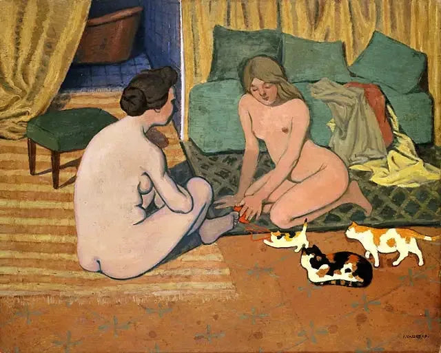 Mujeres desnudas con gatos - Félix Vallotton