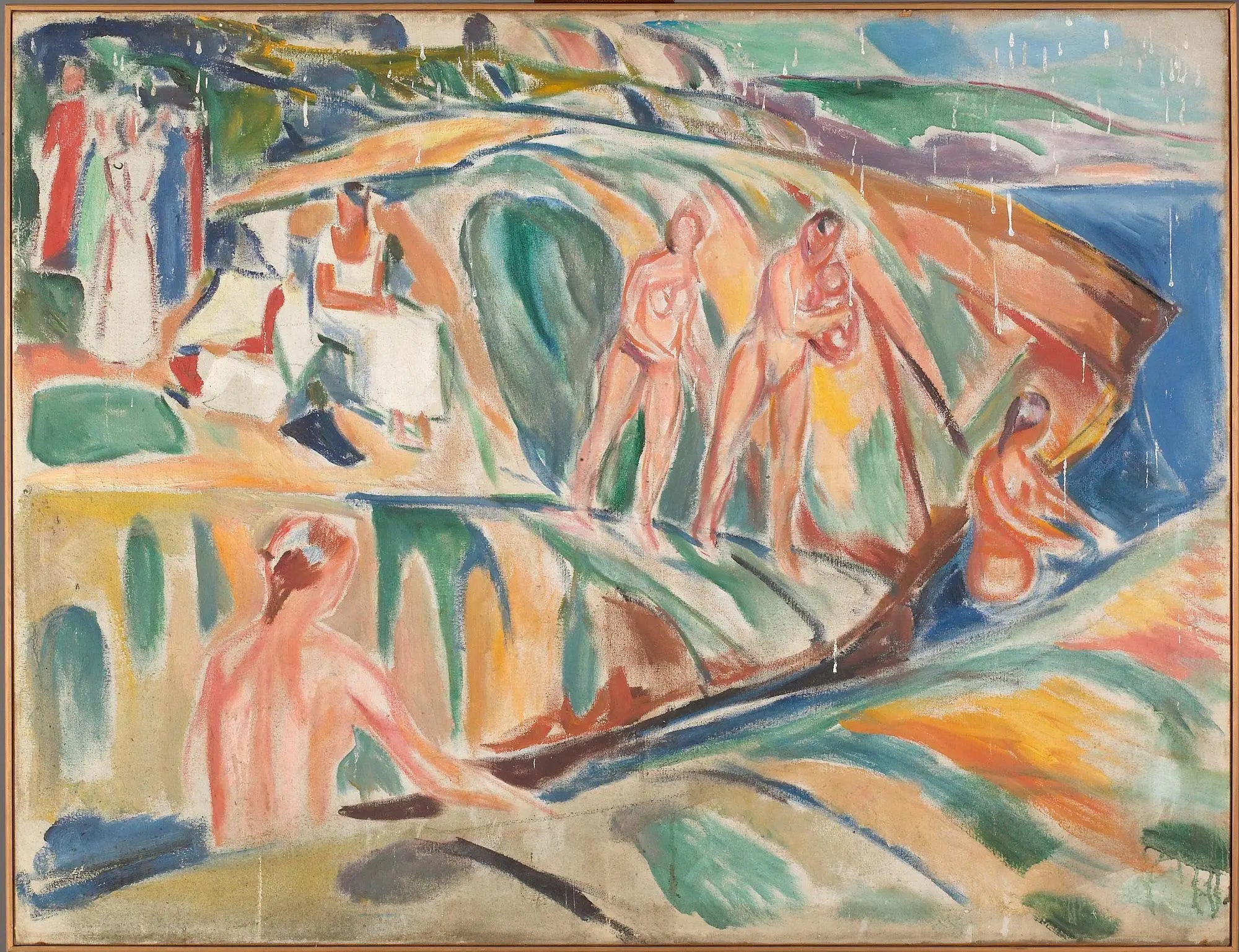 Femmes prenant un bain de soleil sur les roches - Edvard Munch image 1 reproduction artisanale de tableau