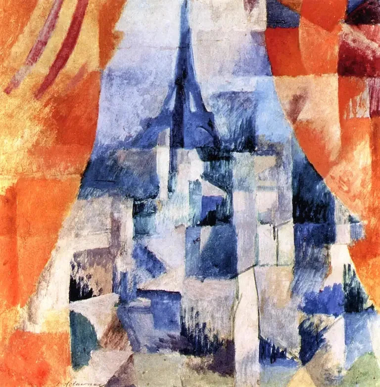 Ventana con cortinas naranjas - Robert Delaunay