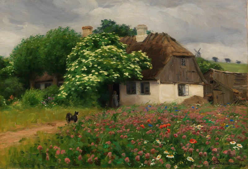 Granja con flores de pradera - H. A. Brendekilde
