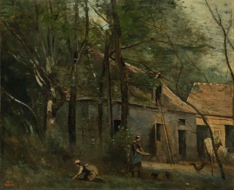 Granja en el bosque - Jean-Baptiste Camille Corot