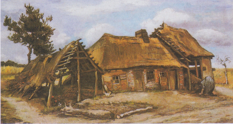 Granja con una campesina encorvada en vestido azul - Vincent van Gogh