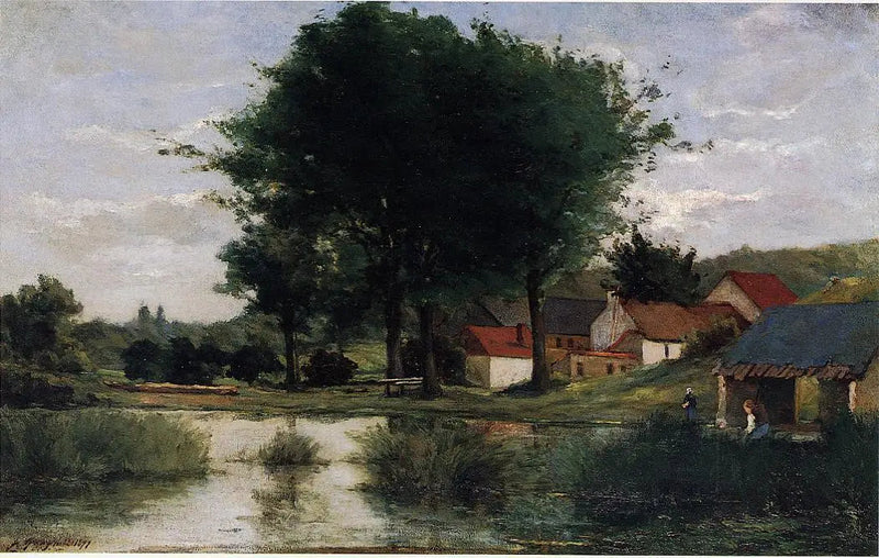 Granja cerca de un estanque, o Paisaje de otoño - Paul Gauguin