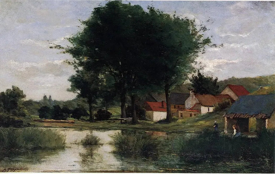 Granja cerca de un estanque, o Paisaje de otoño - Paul Gauguin