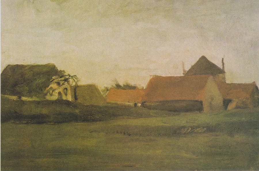 Granjas en Loosduinen cerca de La Haya al atardecer - Vincent van Gogh