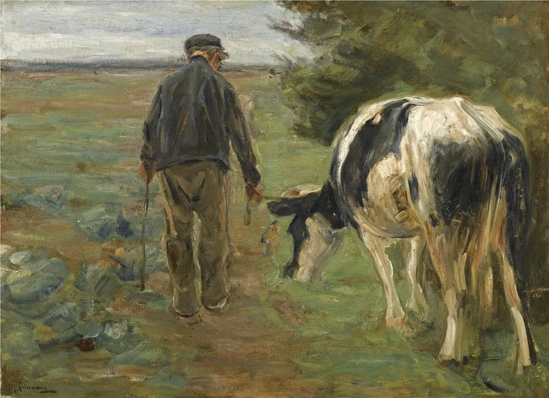 Granjero y vaca - Max Liebermann