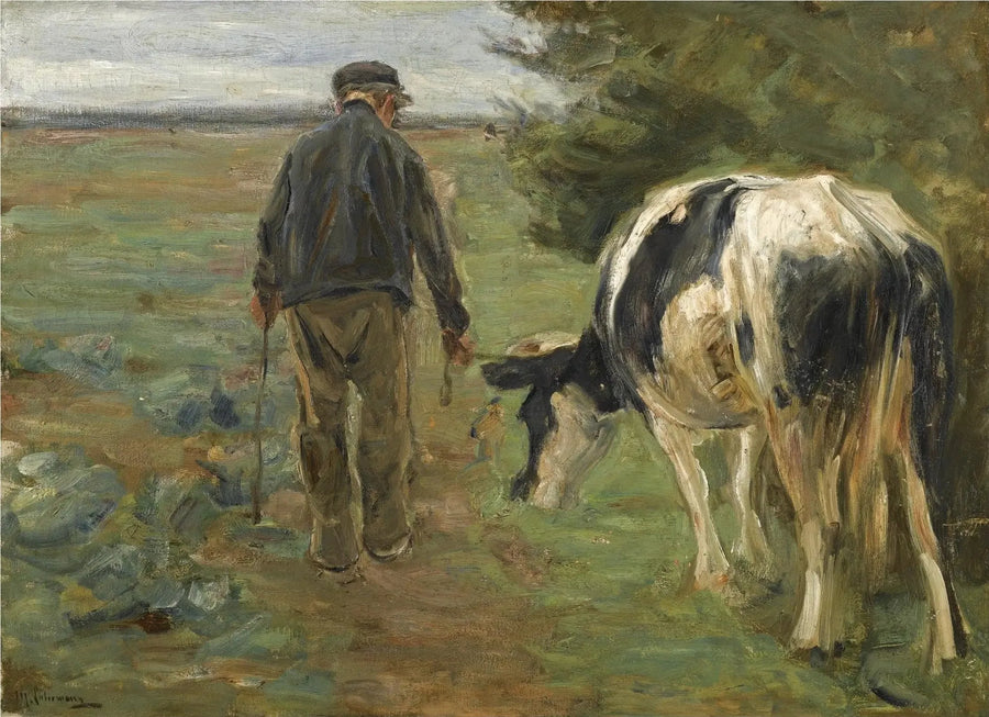 Granjero y vaca - Max Liebermann