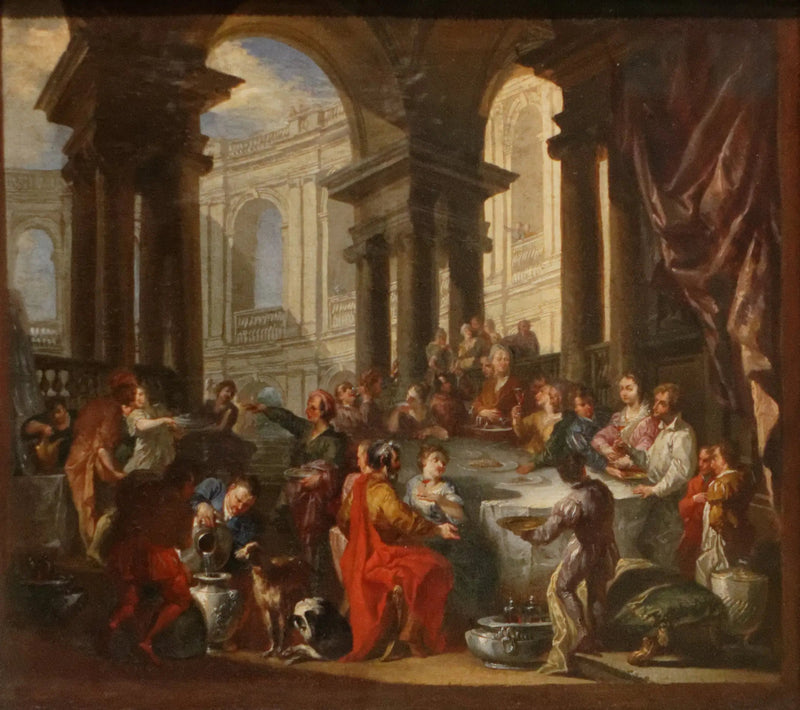 Banquete dado bajo un pórtico de orden jónico - Giovanni Paolo Panini