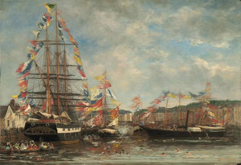 Fiesta en el puerto de Honfleur - Eugène Boudin