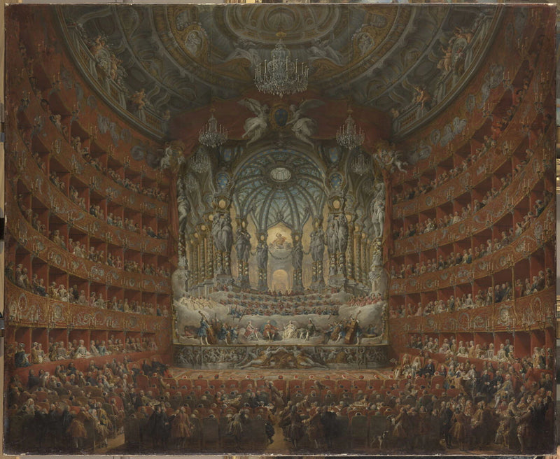 Fête musicale donnée par le cardinal de La Rochefoucauld au théâtre Argentina à Rome, le 15 juillet 1747, à l'occasion du mariage du Dauphin, fils de Louis XV, avec Marie-Josèphe de Saxe - Giovanni Paolo Panini