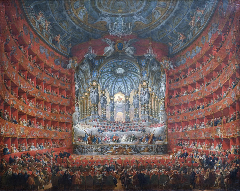 Fiesta musical organizada por el cardenal de La Rochefoucauld en el teatro Argentine de Roma en 1747 con motivo de la boda del Delfín, hijo de Luis XV - Giovanni Paolo Panini