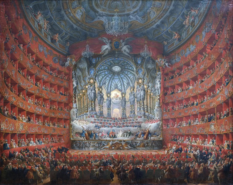 Fiesta musical organizada por el cardenal de La Rochefoucauld en el teatro Argentine de Roma en 1747 con motivo de la boda del Delfín, hijo de Luis XV - Giovanni Paolo Panini