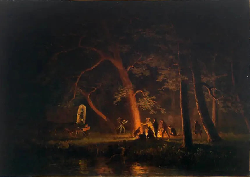 Fuego de campamento - Albert Bierstadt