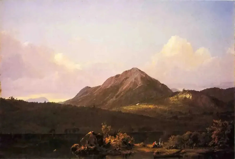 Fuego de campamento en la naturaleza de Maine - Frederic Edwin Church