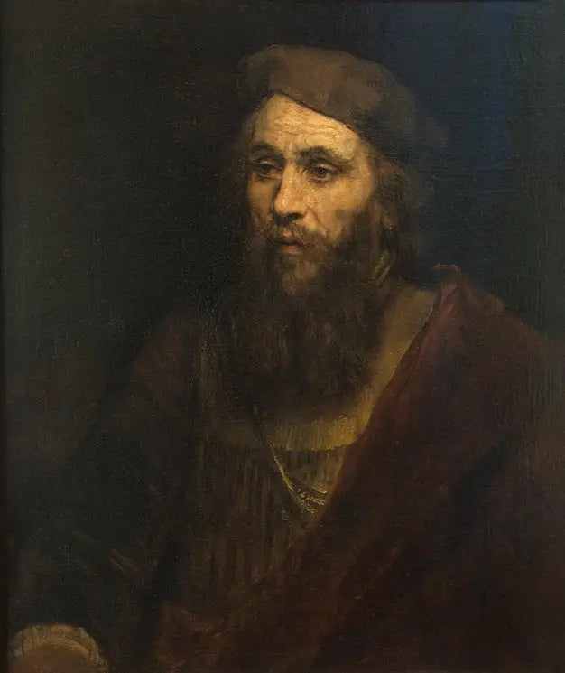 Figura de medio cuerpo de un hombre con barba y boina - Rembrandt