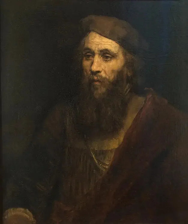 Figura de medio cuerpo de un hombre con barba y boina - Rembrandt