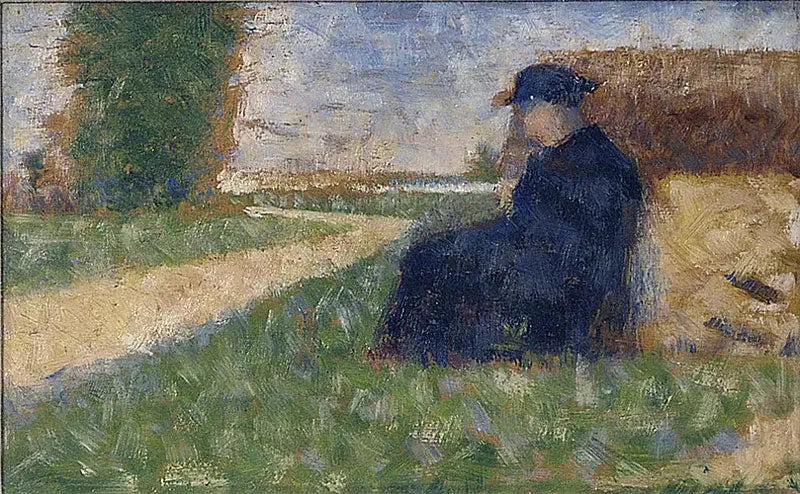Figura masiva en un paisaje en Barbizon - Georges Seurat