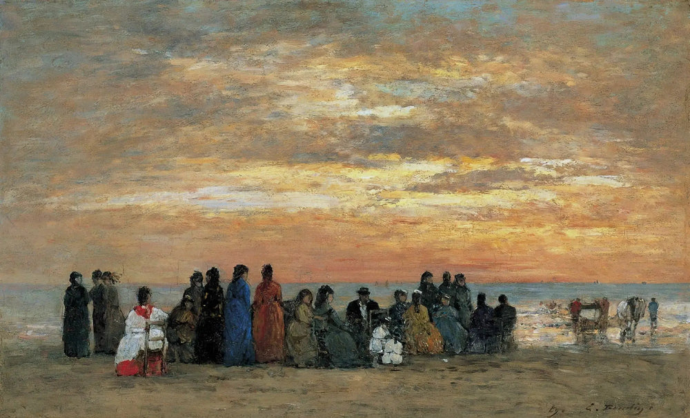 Figures à la plage de Trouville - Eugène Boudin image 1 copie peinte à la main à l’huile