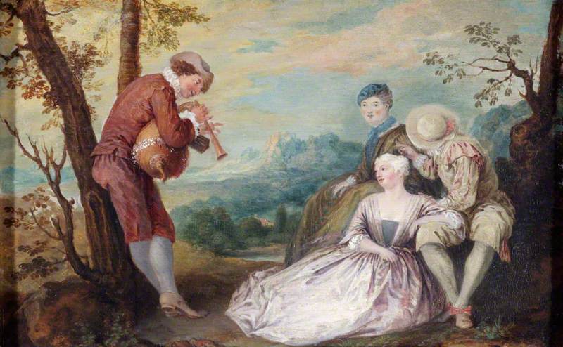 Figuras en un paisaje arcadiano - Antoine Watteau