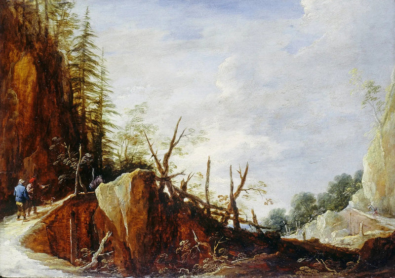 Figuras sobre un acantilado rocoso - David Teniers el Joven