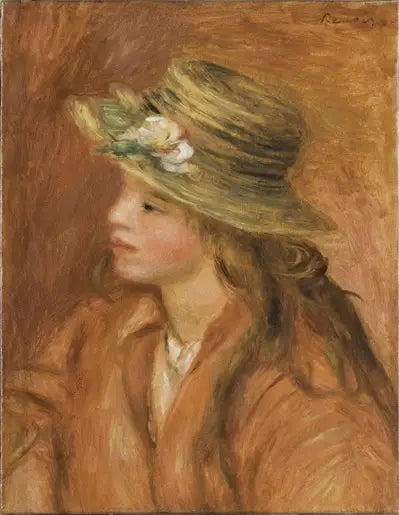 Filete con sombrero de paja - Pierre-Auguste Renoir