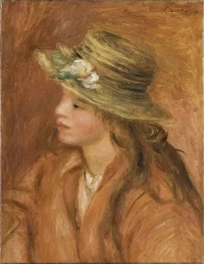 Filete con sombrero de paja - Pierre-Auguste Renoir