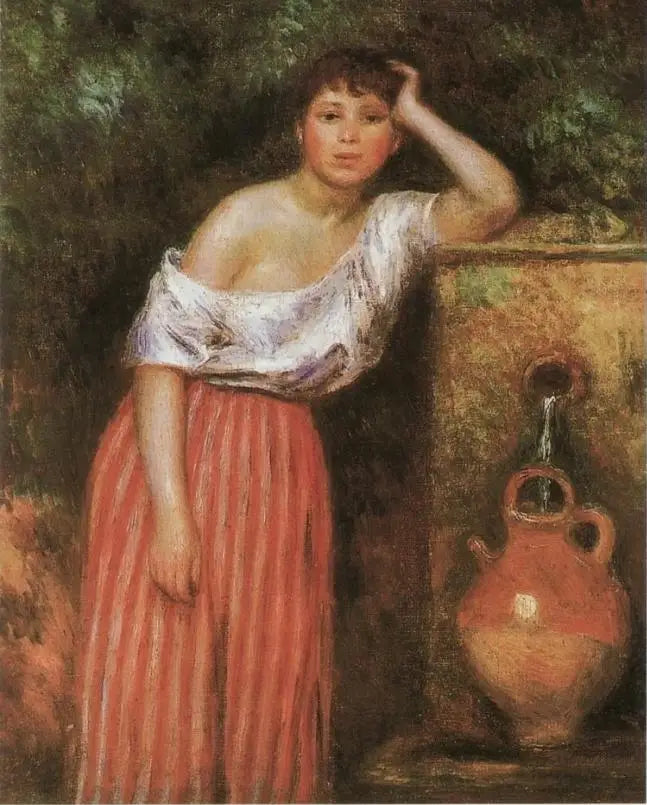 Chica al lado de una fuente - Pierre-Auguste Renoir