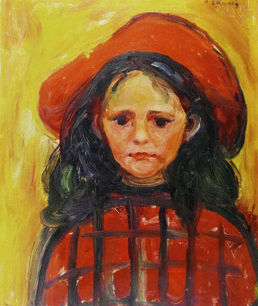 Chica con vestido rojo y sombrero rojo - Edvard Munch