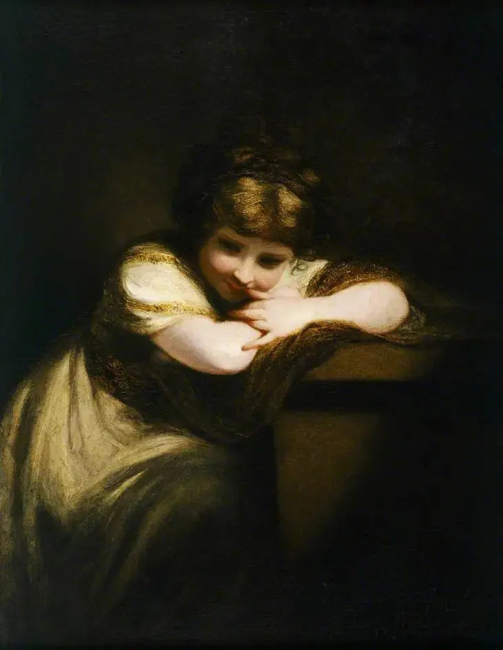 Chica apoyada en un pedestal (La chica que ríe) - Joshua Reynolds