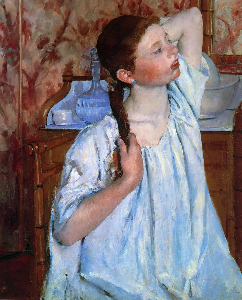 Niña arreglándose el cabello - Mary Cassatt