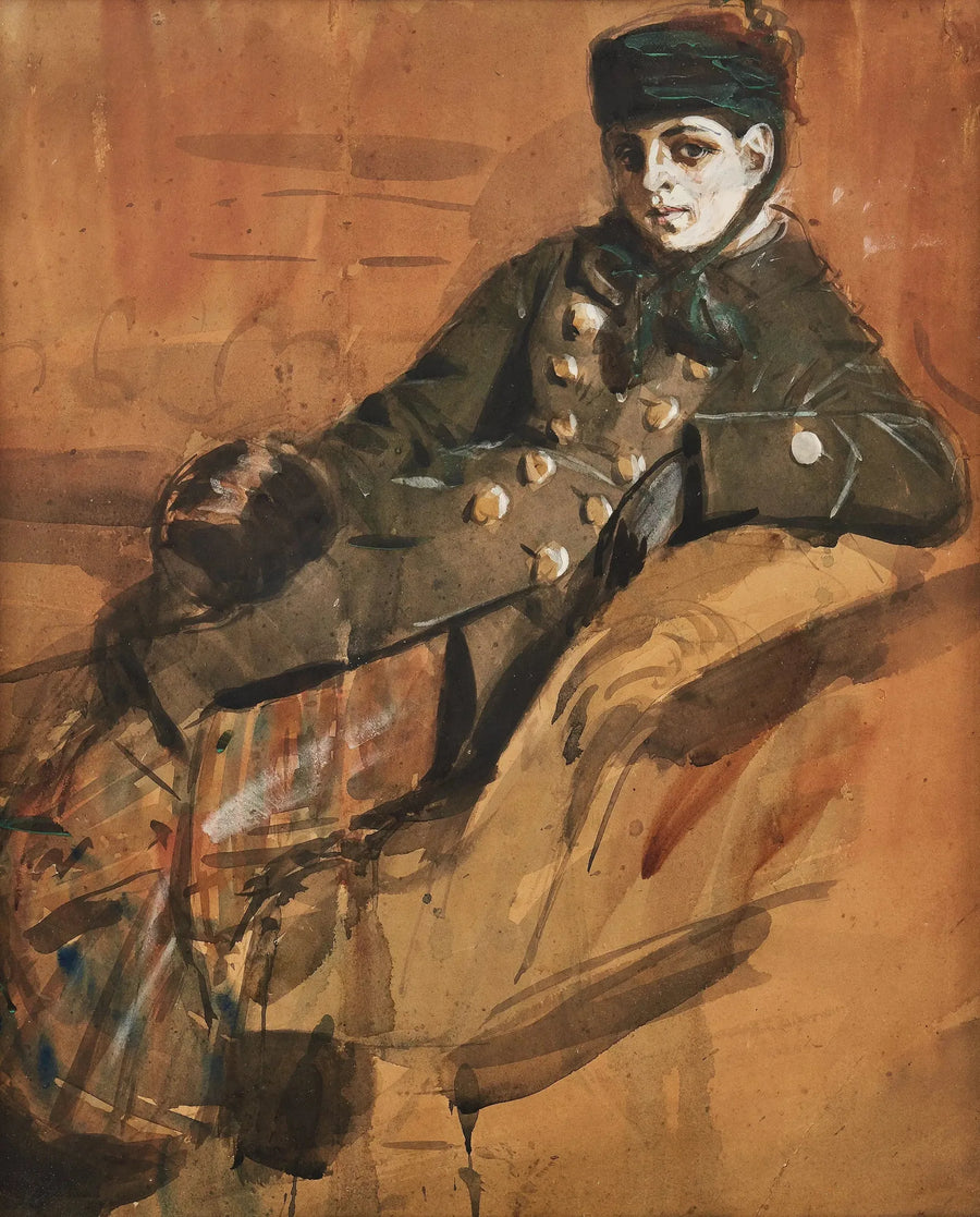 Niña sentada con ropa de viaje - Anders Zorn