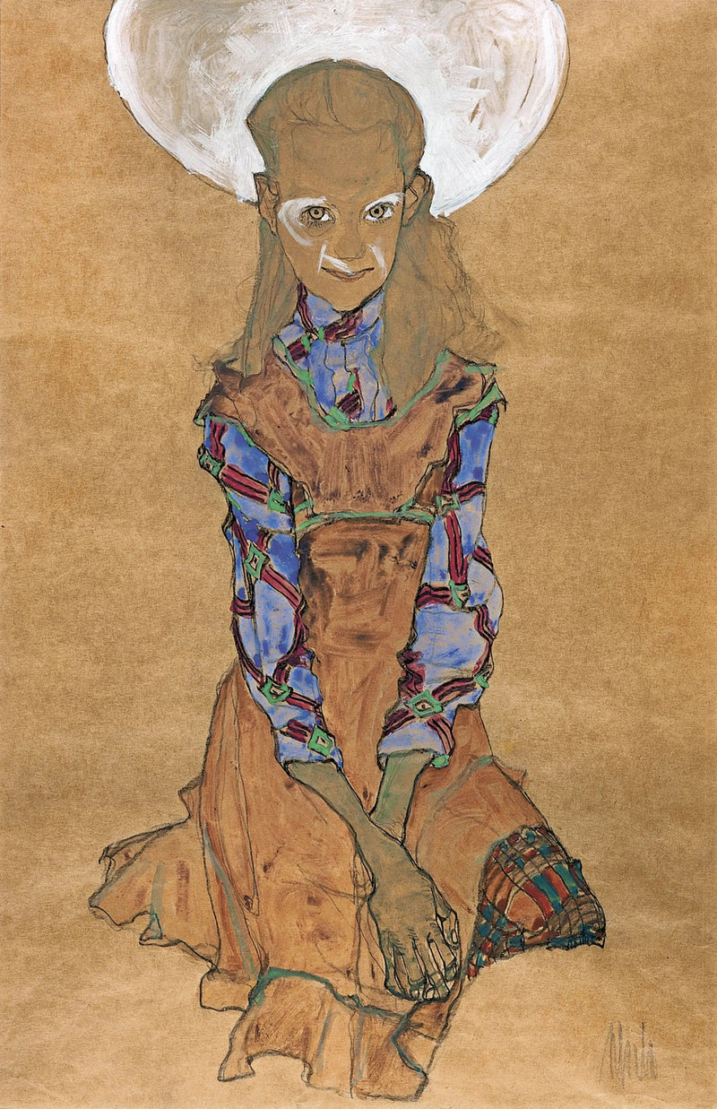 Niña sentada (Poldi Lodzinsky) - Egon Schiele