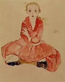 Chica sentada (Sitzendes Mädchen) - Egon Schiele