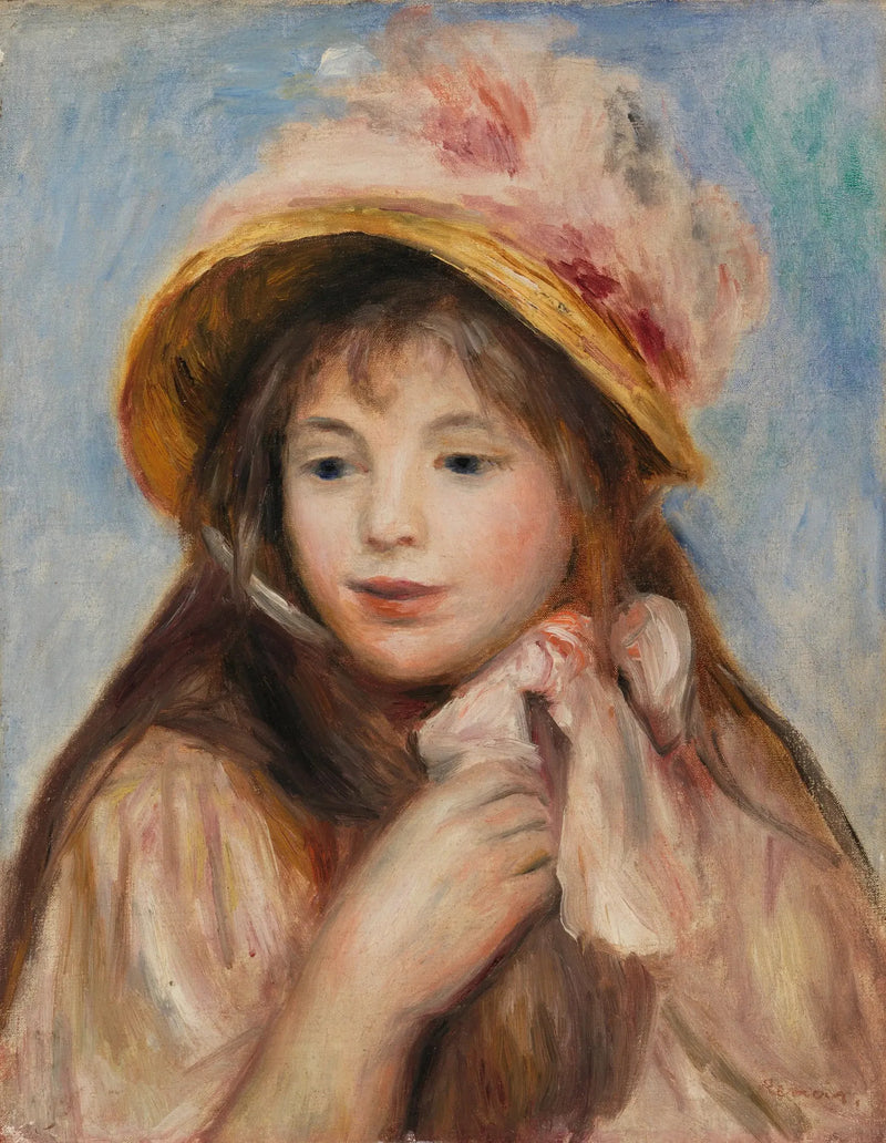 Chica con gorro rosa (Joven con sombrero rosa) - Pierre-Auguste Renoir